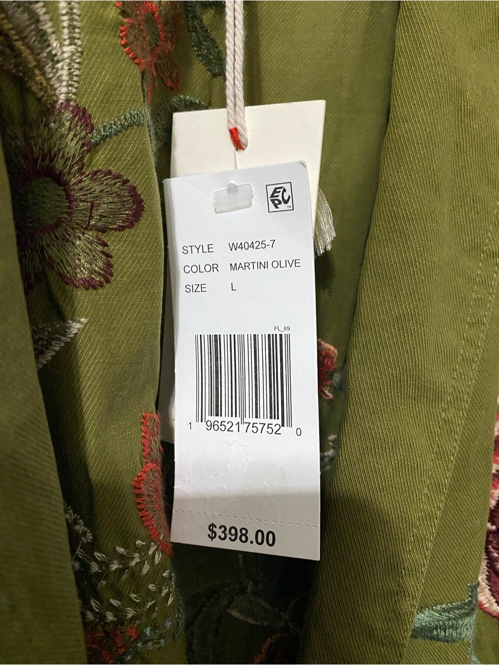 Johnny Was Olive Green Embroidered Floral Jacket - Picture 6 of 6